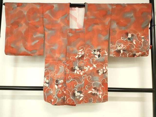 平和屋着物■道行コート　花唐草文　暈し染め　正絹　逸品　DAAK9074cm