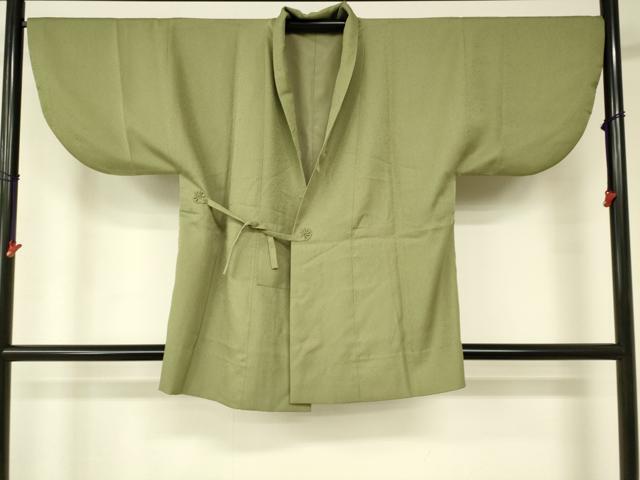 平和屋着物■道中着　霞地紋　青丹色　正絹　逸品　DAAK9080cm