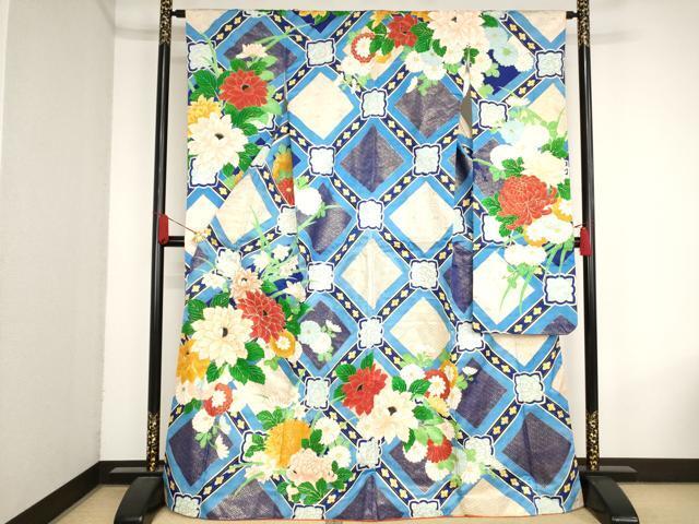 平和屋着物■豪華振袖　駒刺繡　草花菱文　金銀彩　正絹　逸品　AAAN7761bw