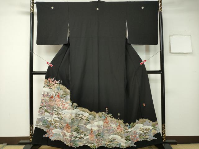 平和屋着物■豪華黒留袖　作家物　風景文　正絹　逸品　CAAK2885ev