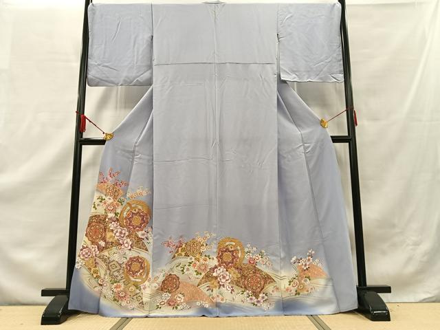 平和屋着物■豪華色留袖　駒刺繡　飛鶴花文　暈し染め　金彩　正絹　逸品　AAAM9211zg