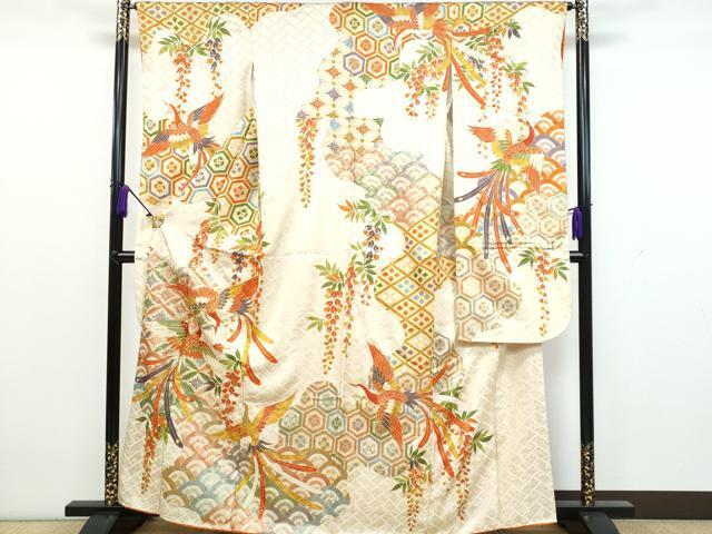 平和屋着物■豪華振袖　駒刺繍　鳳凰吉祥花文　金彩　正絹　逸品　CAAK4854fb