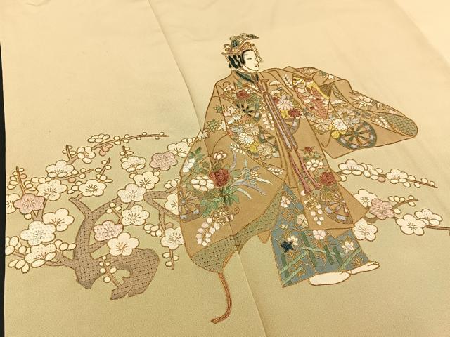 平和屋着物●豪華色留袖　総刺繍　能楽・狂言　金糸　逸品　BAAL0740hj
