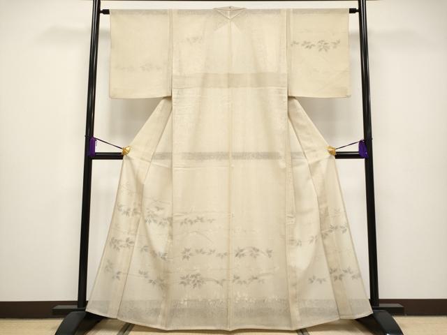 平和屋本店□極上 訪問着 無双 紗袷 紗×紗 スワトウ刺繍 枝葉文 平和屋本店□極上 訪問着 無双 紗袷 紗×紗 スワトウ刺繍 枝葉文