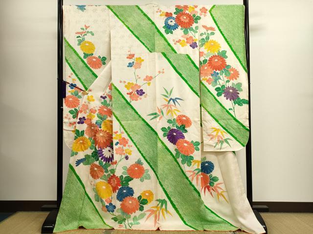 平和屋着物■豪華振袖　駒刺繍　絞り　草花文　金彩　正絹　逸品　CAAK3624dy