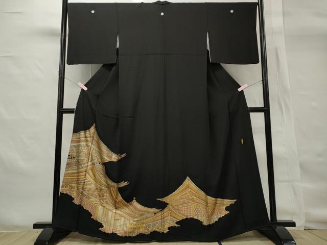 平和屋着物■豪華黒留袖　作家物　風景文　金彩　正絹　逸品　CAAK2143id
