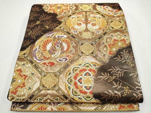 平和屋着物●六通柄袋帯　唐織　向かい鳥蜀江花文　金糸　逸品　CAAI9148hy
