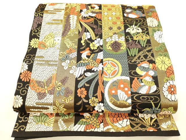 平和屋着物◎六通柄袋帯　唐織　鴛鴦　鳳凰舞蝶花間道　金糸　正絹　逸品　DAAI5955op