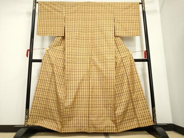 平和屋着物■本場大島紬　格子　正絹　逸品　AAAN2562ck