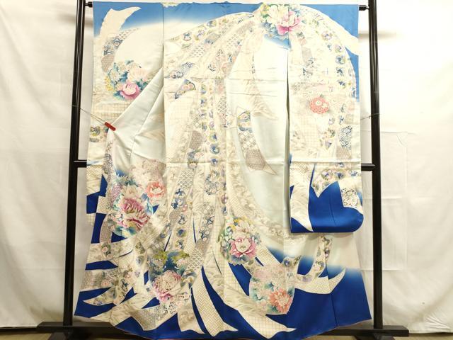 平和屋着物■豪華振袖　作家物　刺繍　束ね熨斗草花文　銀糸　正絹　逸品　DAAK1181tw