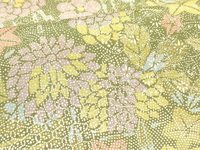 平和屋着物■本場染大島紬　流水草花文　正絹　逸品　DAAI4432yyy