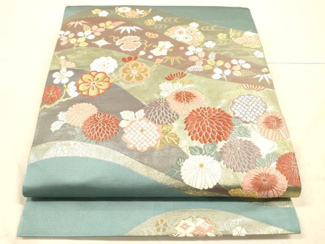平和屋着物◎六通柄袋帯　唐織　宝尽くし花文　金糸　引箔　正絹　逸品　DAAK2550ob