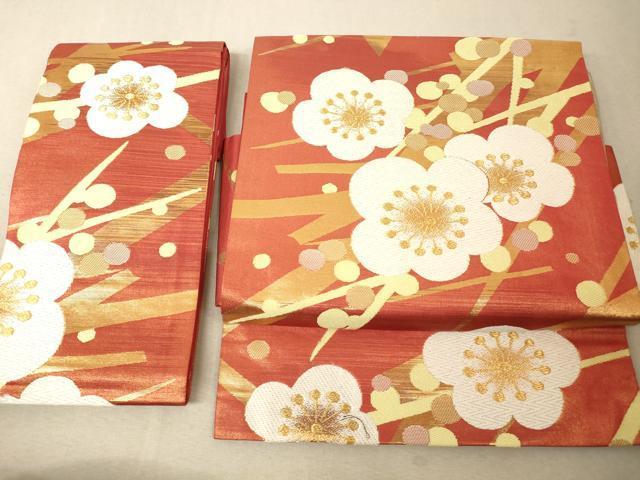 平和屋着物◎西陣　川島織物　つけ帯　唐織　梅文　金糸　正絹　逸品　AAAM5094fw
