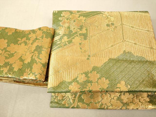 平和屋着物◎佐賀錦　つけ帯　屏風桜文　正絹　逸品　AAAM5097fw