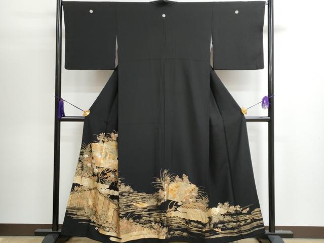 平和屋着物■豪華黒留袖　扇面人物風景文　逸品　CAAI3044fb