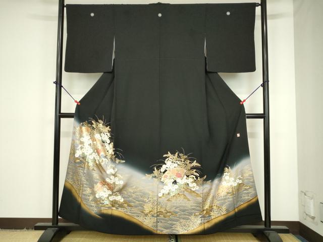 平和屋着物■豪華黒留袖　作家物　扇面御所車草花文　暈し染め　金彩　やまと誂製　正絹　逸品　DAAJ0966cm