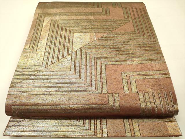 平和屋着物◎両面　全通柄京袋帯　抽象文様　金糸　引箔　正絹　逸品　DAAJ4305re