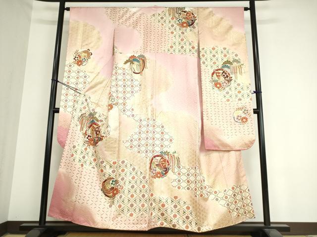 平和屋着物■豪華振袖　駒刺繍　舞蝶花文　金彩　正絹　逸品　DAAI8431az