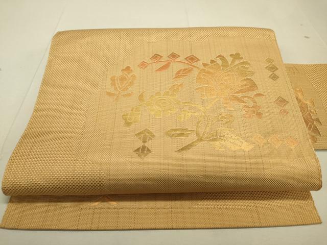 平和屋着物◎八寸名古屋帯　草花文　金糸　正絹　逸品　DAAK2050zy