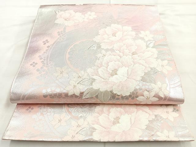 平和屋着物◎六通柄袋帯　唐織　花鼓文　銀糸　やまとオリジナル　正絹　逸品　BAAM3461cm