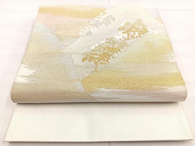 平和屋着物◎綴れ　太鼓柄袋帯　松　金銀糸　正絹　逸品　BAAM6514cm
