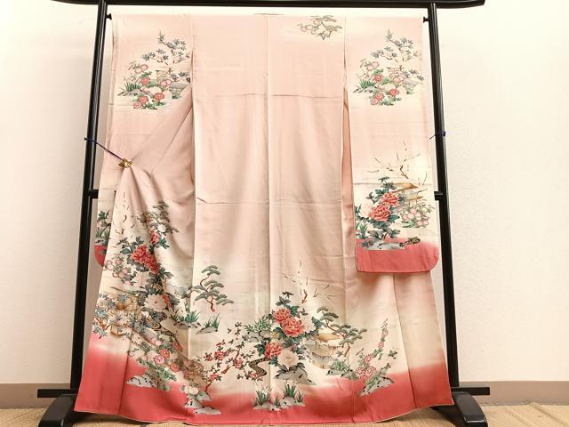平和屋着物■豪華振袖　風景草花文　暈し染め　金彩　正絹　逸品　BAAM6833my