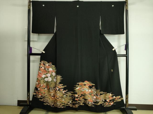 平和屋着物●豪華黒留袖　作家物　楽器花文　金彩　正絹　逸品　DAAK4248ic