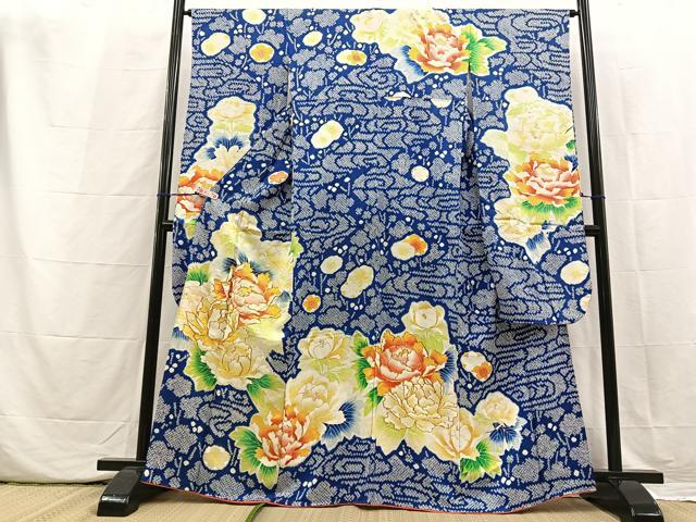 平和屋着物■豪華振袖　駒刺繍　絞り　流水花文　金彩　正絹　逸品　BAAM4175by