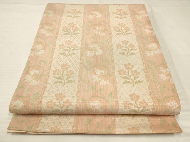平和屋着物●六通柄袋帯　草花間道　正絹　逸品　AAAN7968pf