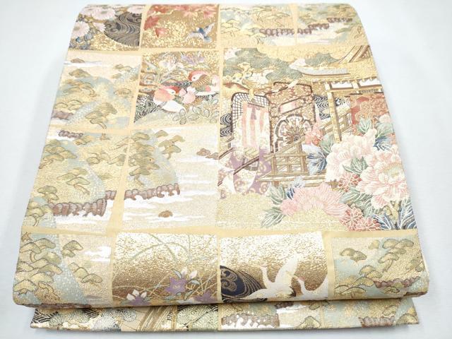 平和屋着物●六通柄袋帯　琳派松画図　金糸　正絹　逸品　CAAJ2172hy