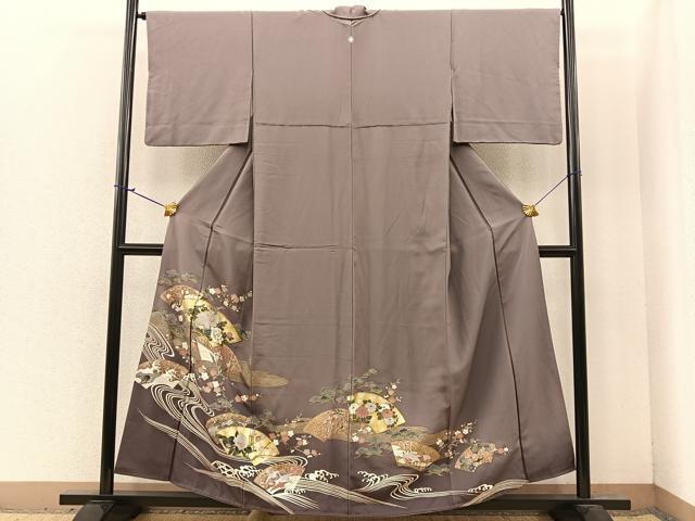 平和屋着物■豪華色留袖　駒刺繍　地紙流水花文　暈し染め　金彩　正絹　逸品　BAAM9883wb