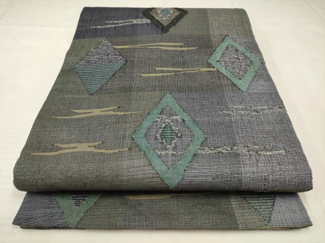 平和屋着物●全通柄袋帯　菱文　正絹　逸品　AAAN7962pf