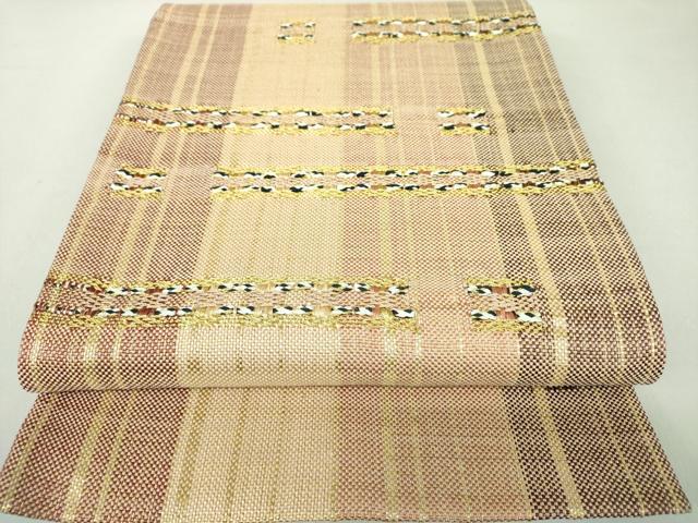 平和屋着物●太鼓柄袋帯　組織　横段文　金糸　正絹　逸品　DAAJ9980ps
