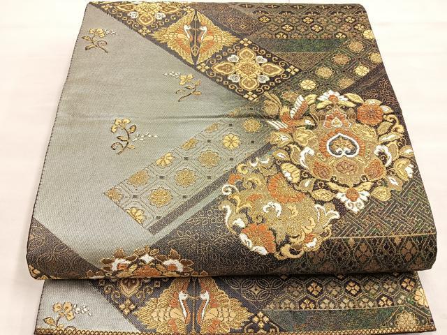 平和屋着物●六通柄袋帯　唐織　正倉院平成華文　金銀糸　正絹　逸品　BAAL6060ea