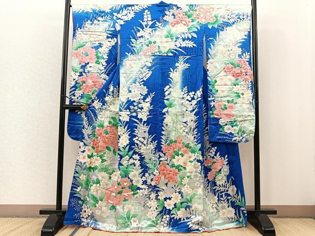 平和屋着物■豪華振袖　駒刺繍　草花文　暈し染め　銀彩　正絹　逸品　BAAM5568yt