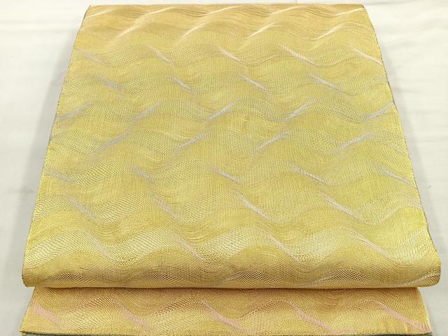 平和屋着物●スリーシーズン　春夏秋　六通柄袋帯　すく庵　流水文　金糸　正絹　逸品　BAAL9828ea