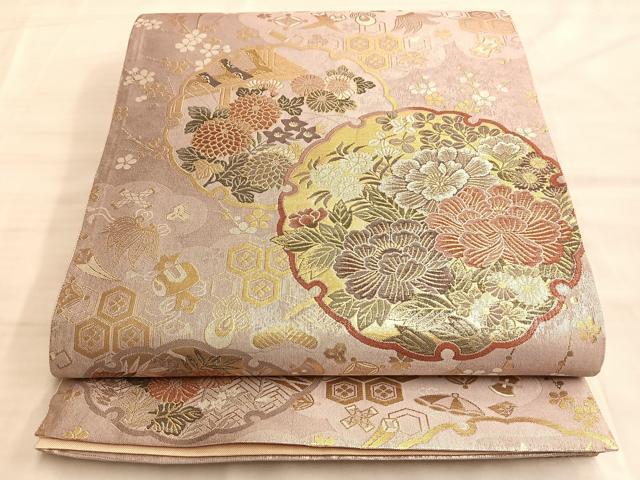 平和屋着物●六通柄袋帯　宗家の華　金糸　正絹　逸品　BAAK1092du
