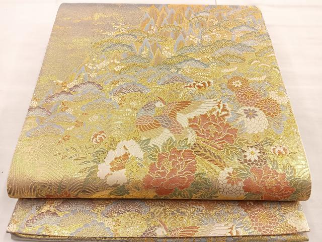 平和屋着物●佐賀錦　六通柄袋帯　華鳳絵文　金糸　正絹　逸品　BAAL6041ea
