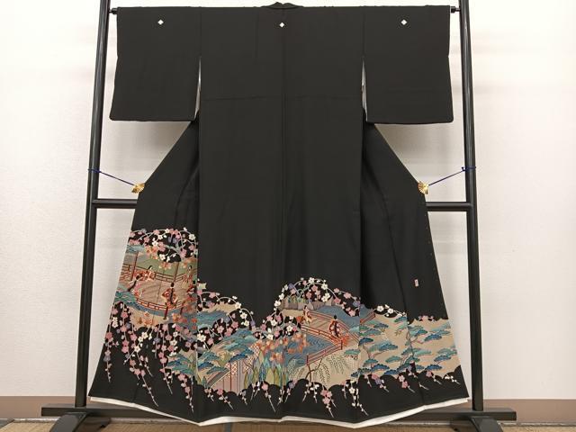 平和屋着物■豪華黒留袖　作家物　人物枝垂れ梅文　正絹　逸品　BAAM5021sa