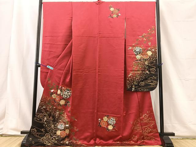 平和屋着物■豪華振袖　鞠　流水花文　暈し染め　金彩　正絹　逸品　BAAL4269kj