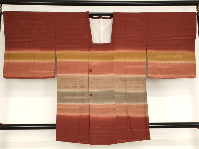 平和屋着物■道行コート　花唐草横段地紋　暈し染め　正絹　逸品　AAAN3889bw