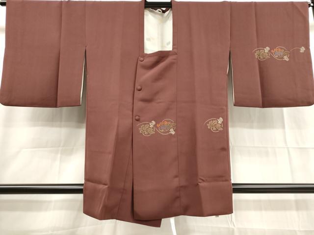 平和屋着物■道行コート　刺繍　葡萄蔦の葉文　正絹　逸品　DAAL6623ar