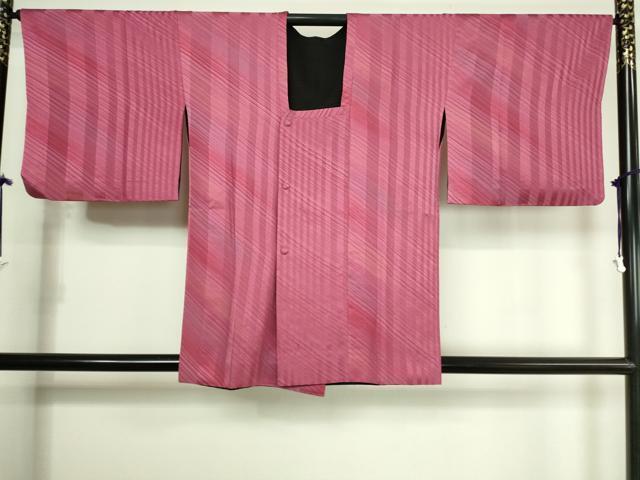 平和屋着物■道行コート　リバーシブル　間道　正絹　逸品　DAAK9283cm