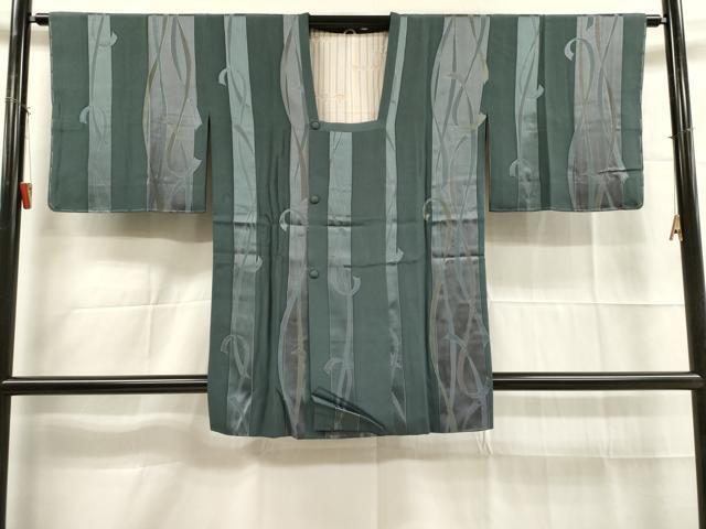 平和屋着物■道行コート　地紋起こし　抽象間道　正絹　逸品　DAAK9372cm