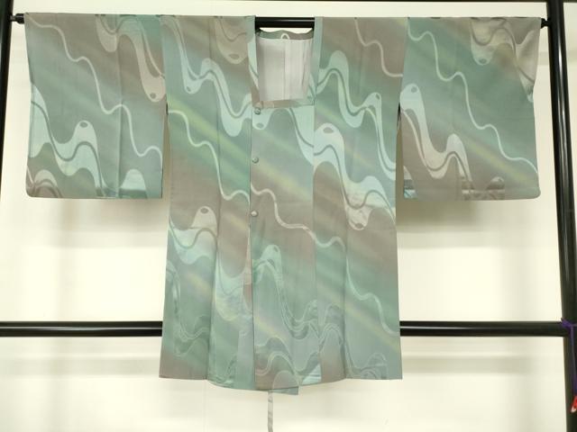 平和屋着物■道行コート　流水文　暈し染め　正絹　逸品　DAAK9390cm