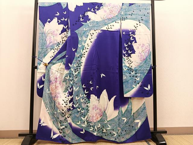 平和屋着物■豪華振袖　花蝶文　暈し染め　金彩　正絹　逸品　BAAN8105pu