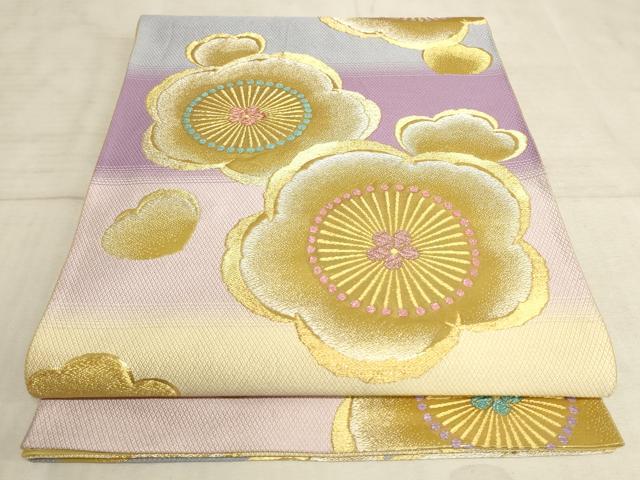 平和屋着物●六通柄袋帯　舞花文　金糸　正絹　逸品　AAAO8933pf