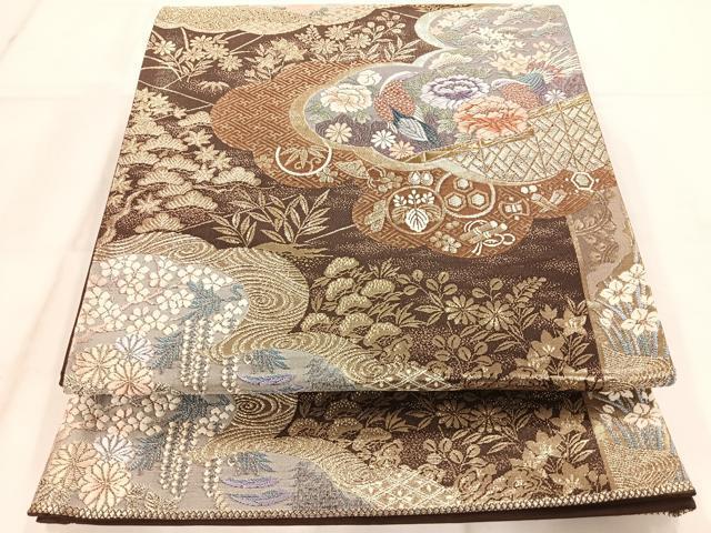 平和屋着物◎六通柄袋帯　唐織　九百錦　春秋瑞鳥文　純金箔二重織　正絹　逸品　AAAN7594yx