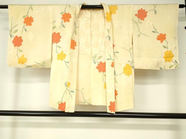 平和屋着物■羽織　地紋起こし　枝花文　正絹　逸品　DAAK9463cm