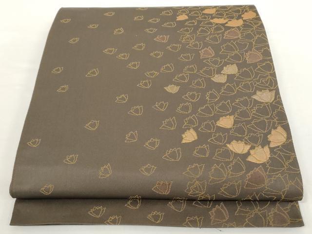 平和屋着物●六通柄袋帯　舞花文　金糸　正絹　逸品　AAAN4159az